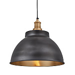 Industville Brooklyn Dome Pendant Light Pewter and Brass 330mm