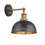 Industville Brooklyn Dome Wall Light Pewter and Brass 205mm